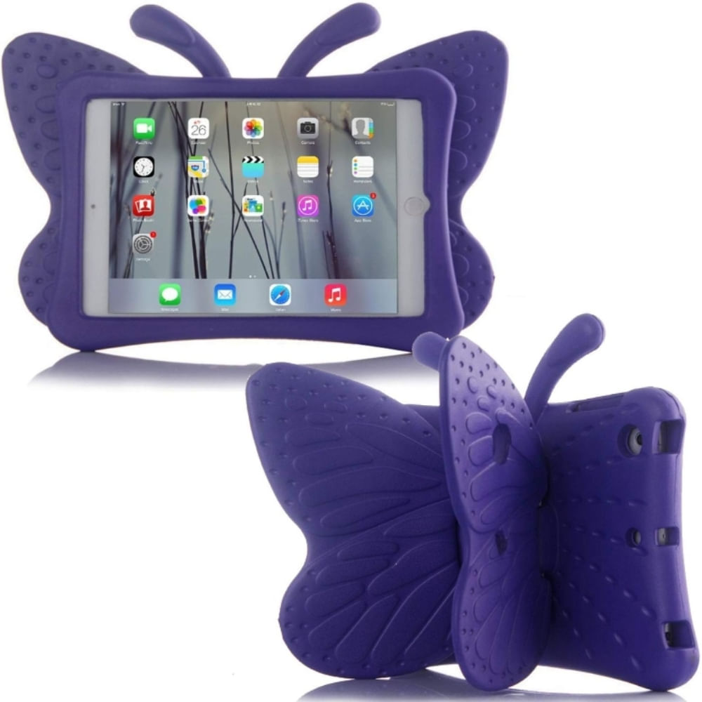 Funda de Goma con Diseño Mariposa para IPAD 10,2"" 9na generacion MORADO