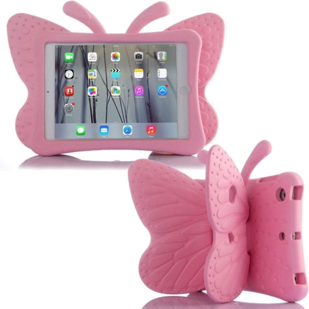 Funda de Goma con Diseño Mariposa para IPAD 10,2"" 7ma generacion ROSADO