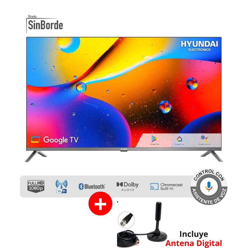 Televisor HYUNDAI 43 Pulg. Full HD Smart Google TV HYLED4322GiM + Antena Digital