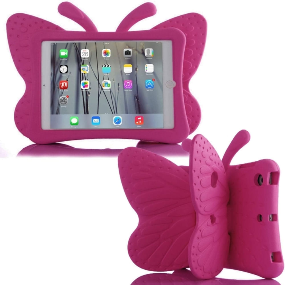 Funda de Goma con Diseño Mariposa para IPAD 10,2"" 7ma generacion FUCSIA