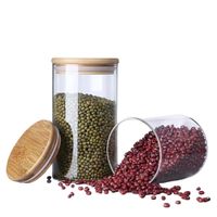 Ser 2 Frascos de Vidrio Borosilicato con Tapa de Bambú 700 ml