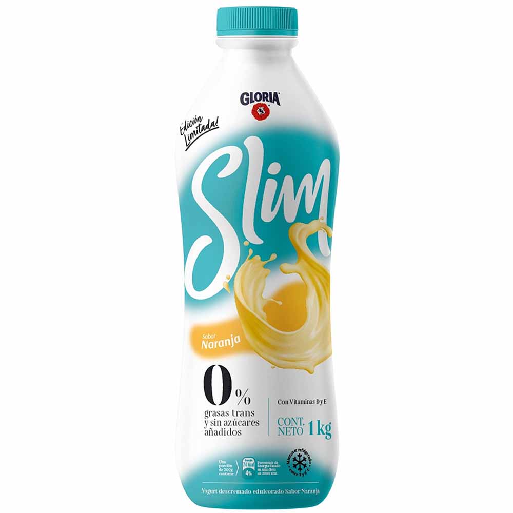 Yogurt Descremado Gloria Slim Naranja Botella 1kg Plazavea Supermercado