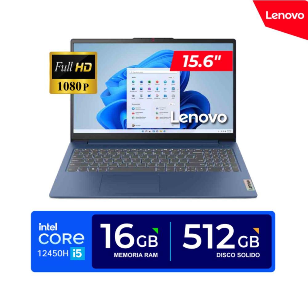 LAPTOP LENOVO IdeaPad Slim 3 15.6"" FHD TN Core i5-12450H 4.40GHz 16GB DDR5 512GB SSD FREEDOS
