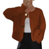 Chompa Mujer Hilo Bolsillos Botones 359G-30 Color Camel