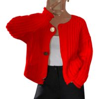 Chompa Mujer Hilo Bolsillos Botones 359G-30 Color Rojo