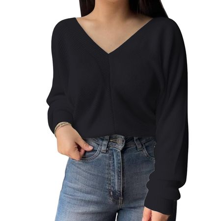 Chompa Mujer Hilo Espalda Descubierta 359G-25 Color Negro Talla M