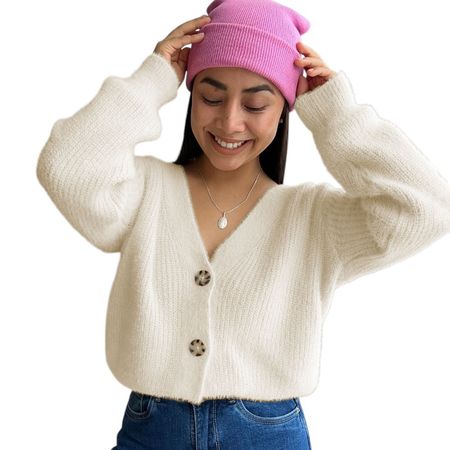 Chompa Mujer Mlarga Botones Moda 359G-25 Color Perla Talla M