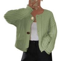 Chompa Mujer Hilo Bolsillos Botones 359G-30 Color Manzana