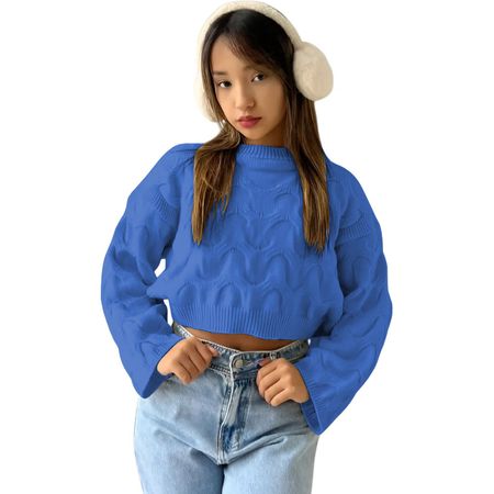 Chompa Mujer Cerrada Hilo Frances 359G-23 Color Azul Talla M