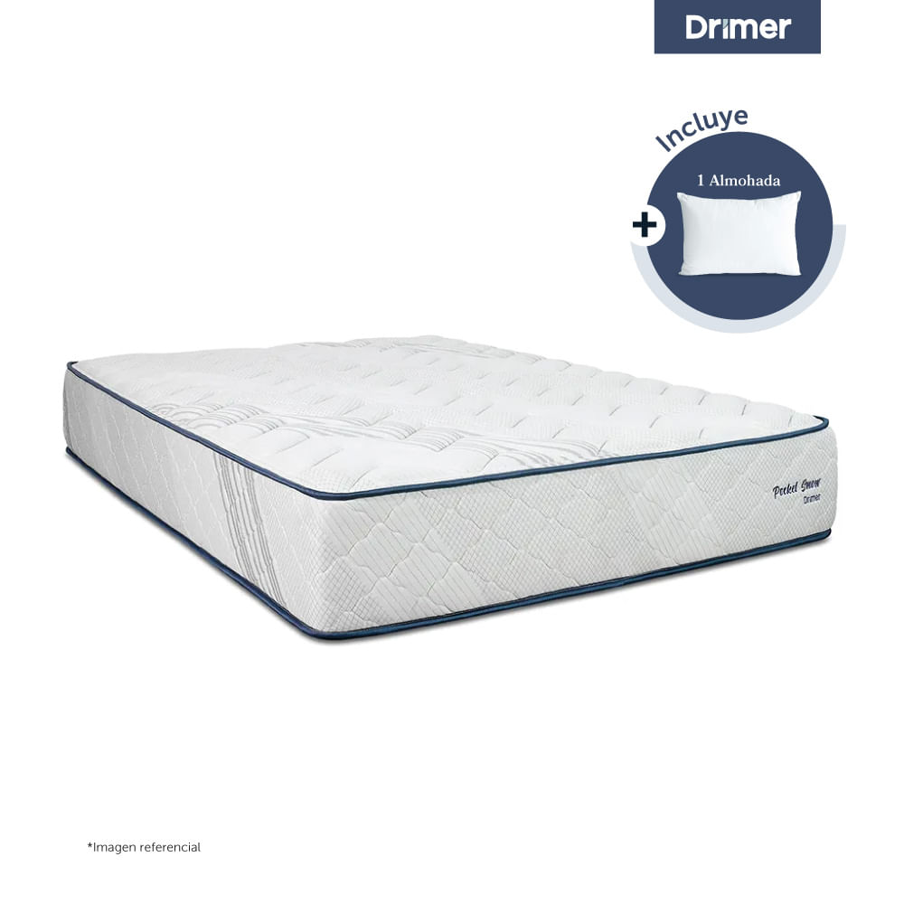 Colchón DRIMER Pocket Snow 1.5 Plazas  + 1 Almohada