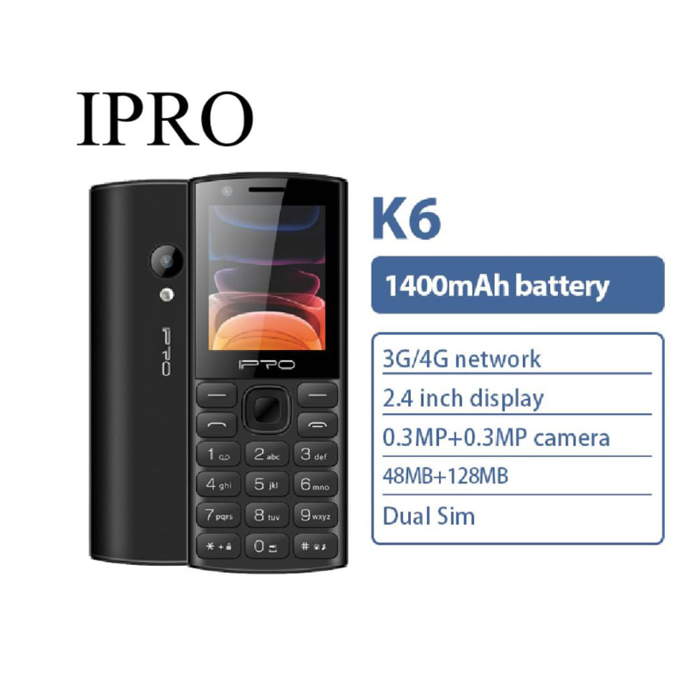 Celular Ipro K6 4G Beteria 1400mAh,Radio FM Inalambrico