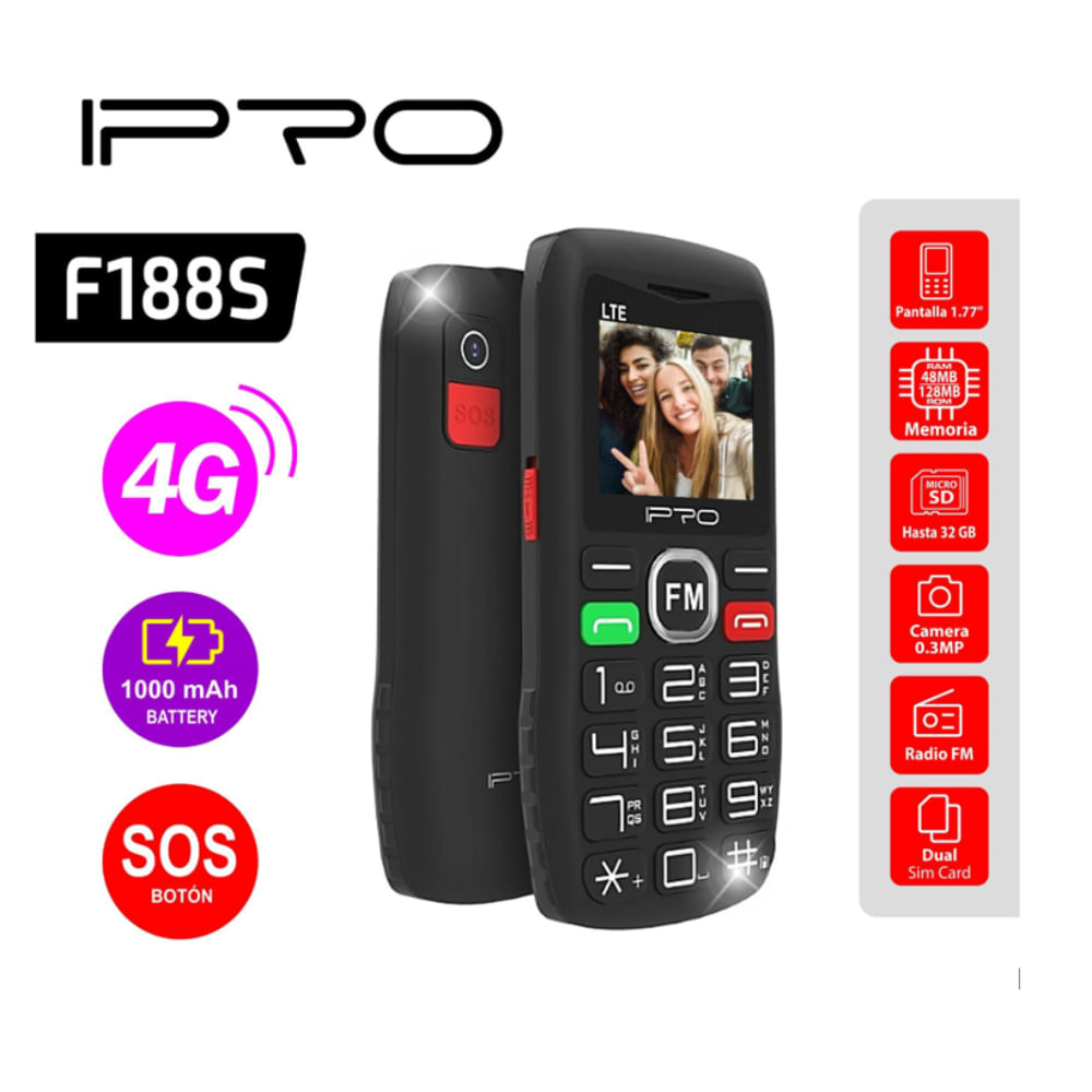 Celular Ipro F188S 4G Beteria 1000mAh,Radio FM Inalambrico