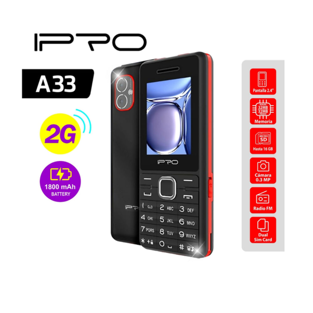 Celular Ipro A33 2G Beteria 2500mAh,Radio FM Inalambrico