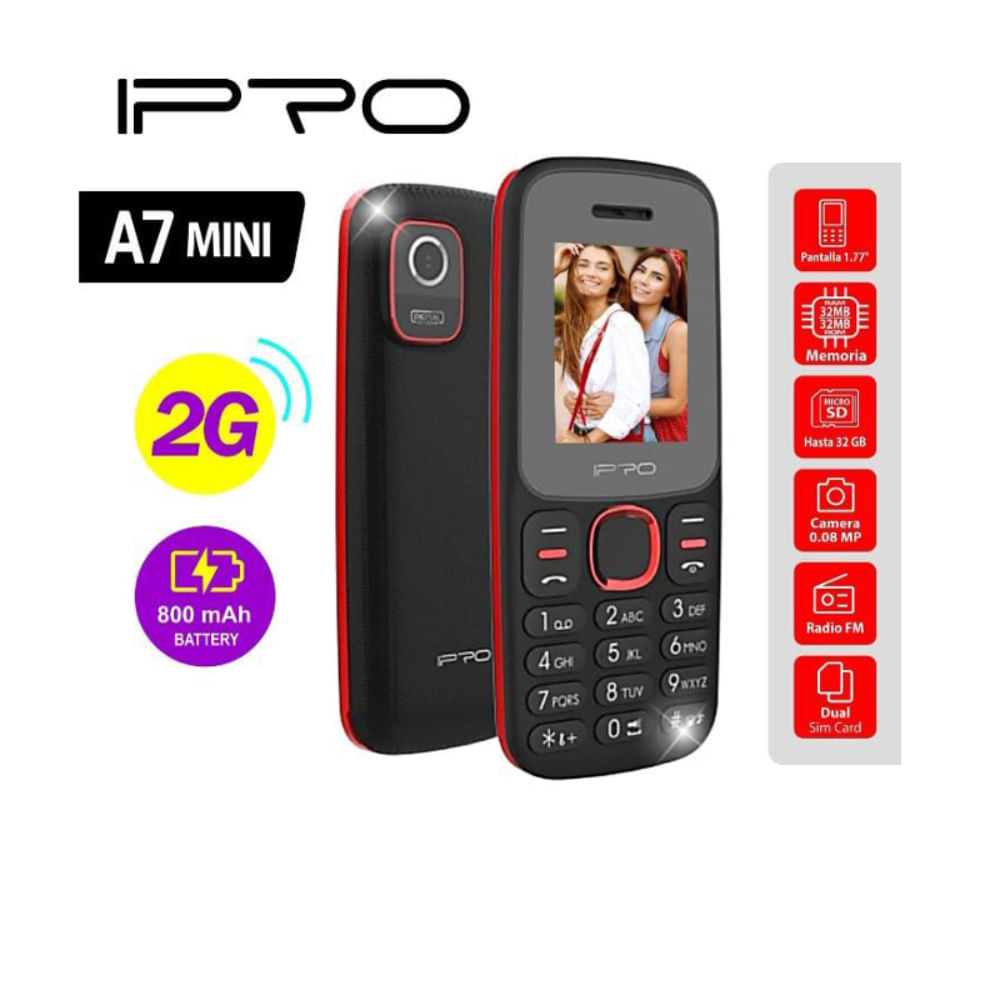 Celular Ipro A7 MINI 2G   Beteria 800mAh,Radio FM Inalambrico