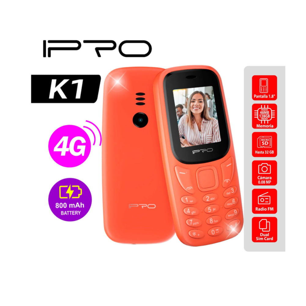 Celular Ipro K1 4G Beteria 800mAh,Radio FM Inalambrico