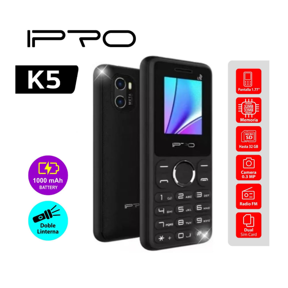 Celular Ipro K5 4G Beteria 1000mAh,Radio FM Inalambrico