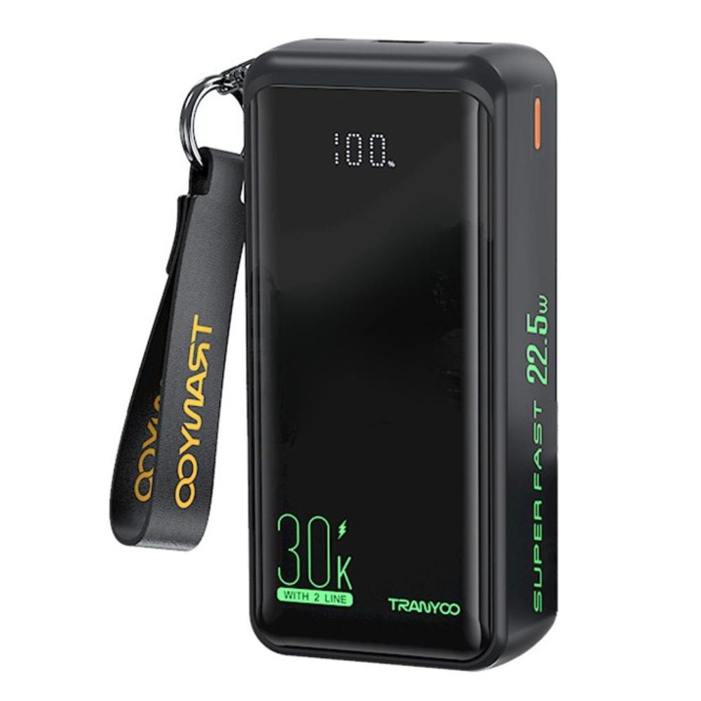 Power Bank 30000mAh con Cables USB Tipo C y Lightning TRANYOO T-K18