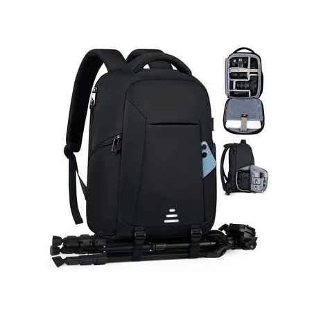 Mochila Lubardy para camara accesorios Laptop Negro
