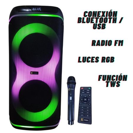 Torre de Sonido KASSEL K2820 Portátil TWS USB BT KARAOKE ILUMINACION RGB