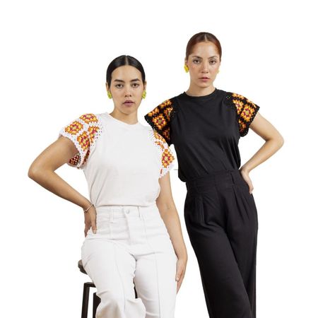 Polo Metamorfosis Amelia Manga Tejida Blanco Talla L