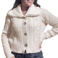 Chompa Mujer Hilo Camisero De Peluche 359G-25 Color Perla