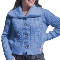 Chompa Mujer Hilo Camisero De Peluche 359G-25 Color Celeste