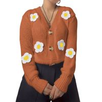 Chompa Mujer Hilo Alpino Flores 359G-30 Color Naranja