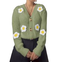Chompa Mujer Hilo Alpino Flores 359G-30 Color Verde