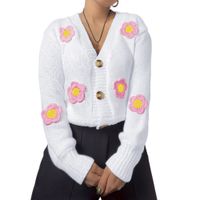 Chompa Mujer Hilo Alpino Flores 359G-30 Color Blanco