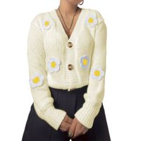 Chompa Mujer Hilo Alpino Flores 359G-30 Color Amarillo