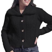 Chompa Mujer Hilo Camisero De Peluche 359G-25 Color Negro