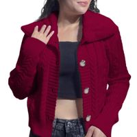 Chompa Mujer Hilo Camisero De Peluche 359G-25 Color Vino