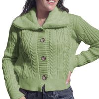 Chompa Mujer Hilo Camisero De Peluche 359G-25 Color Verde