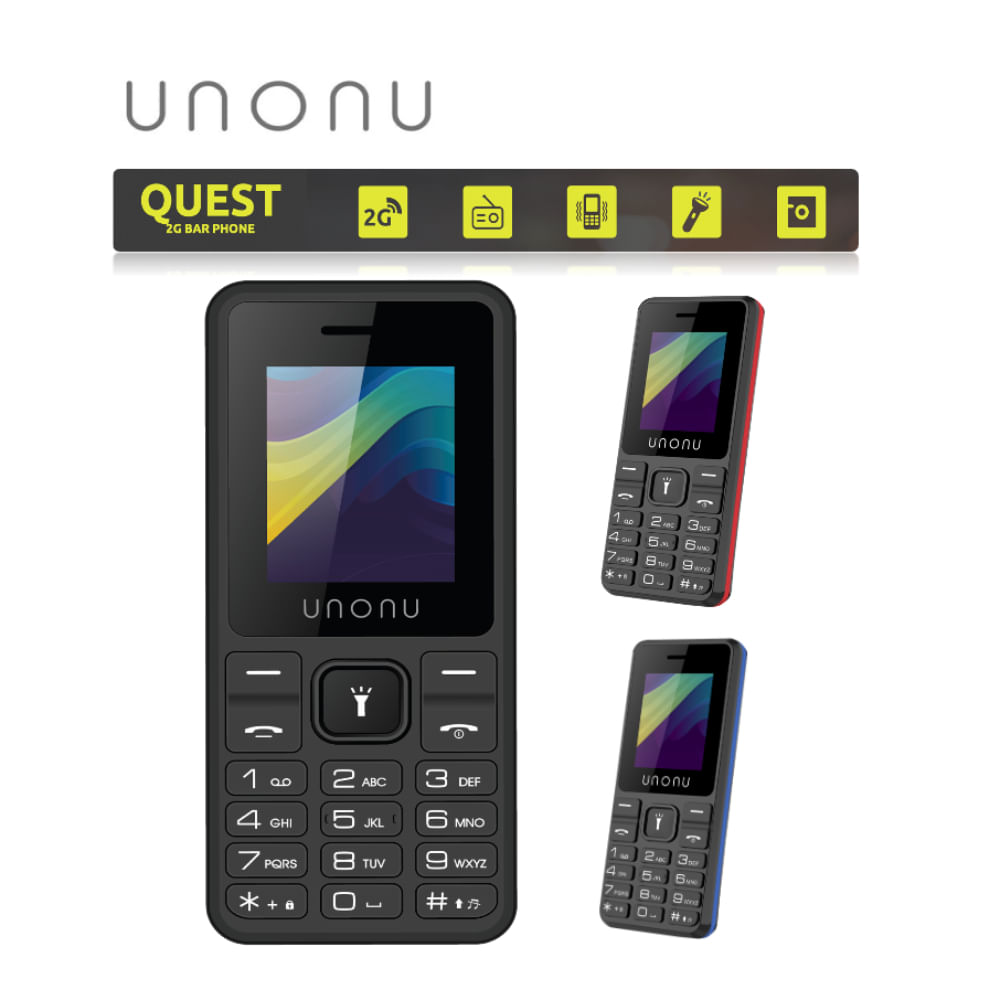 Celular Basico UNONU QUEST 2G, Bateria 800 mAh, Radio FM Inalambrico