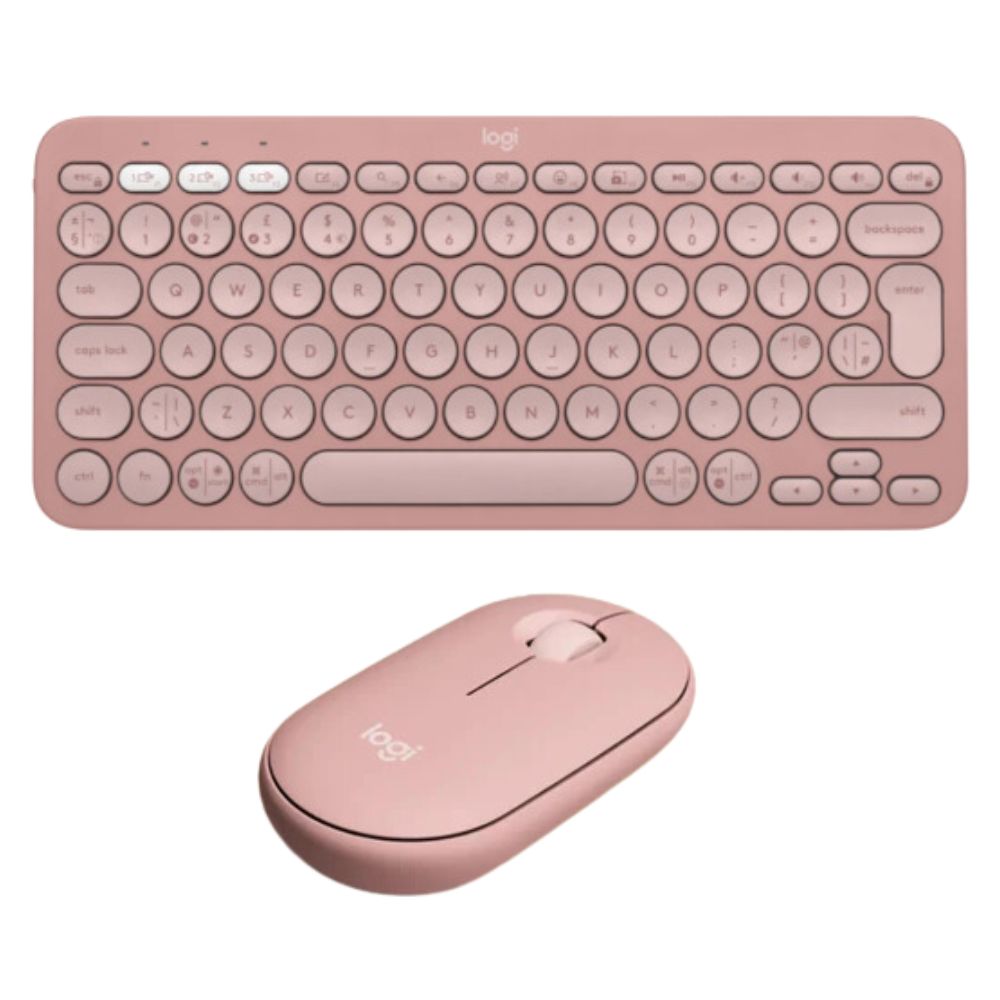 Combo Logitech Teclado K380s y Mouse Pebble 2 Keys Bluetooth Rosado