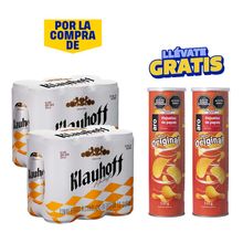 pack-cerveza-de-maiz-klauhoff-lata-310ml-paquete-6un-x-2un-papas-en-hojuelas-original-aro-130g-x-2un