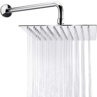 Cabezal Ducha Cuadrada Acero Cromado SS201 de 20cm con Brazo de 37cm