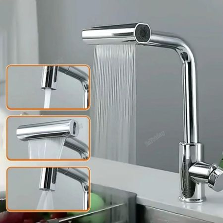 Grifo Cocina al mueble 4 en 1 Rotación 360 Acero Cromado Brillante