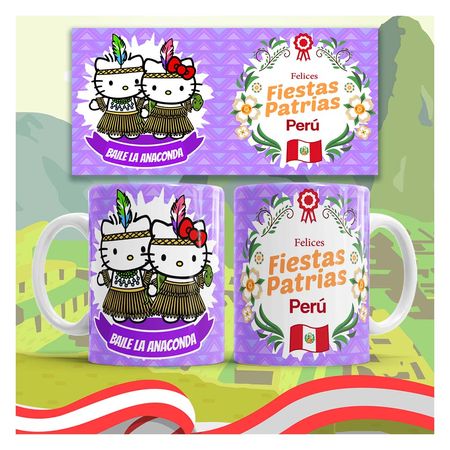 Taza de Loza Diseño Fiestas Patrias Hello Kitty 11oz 122
