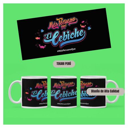 Taza Grande de Loza Diseño Fiestas Patrias 15oz Mas Peruano que 178