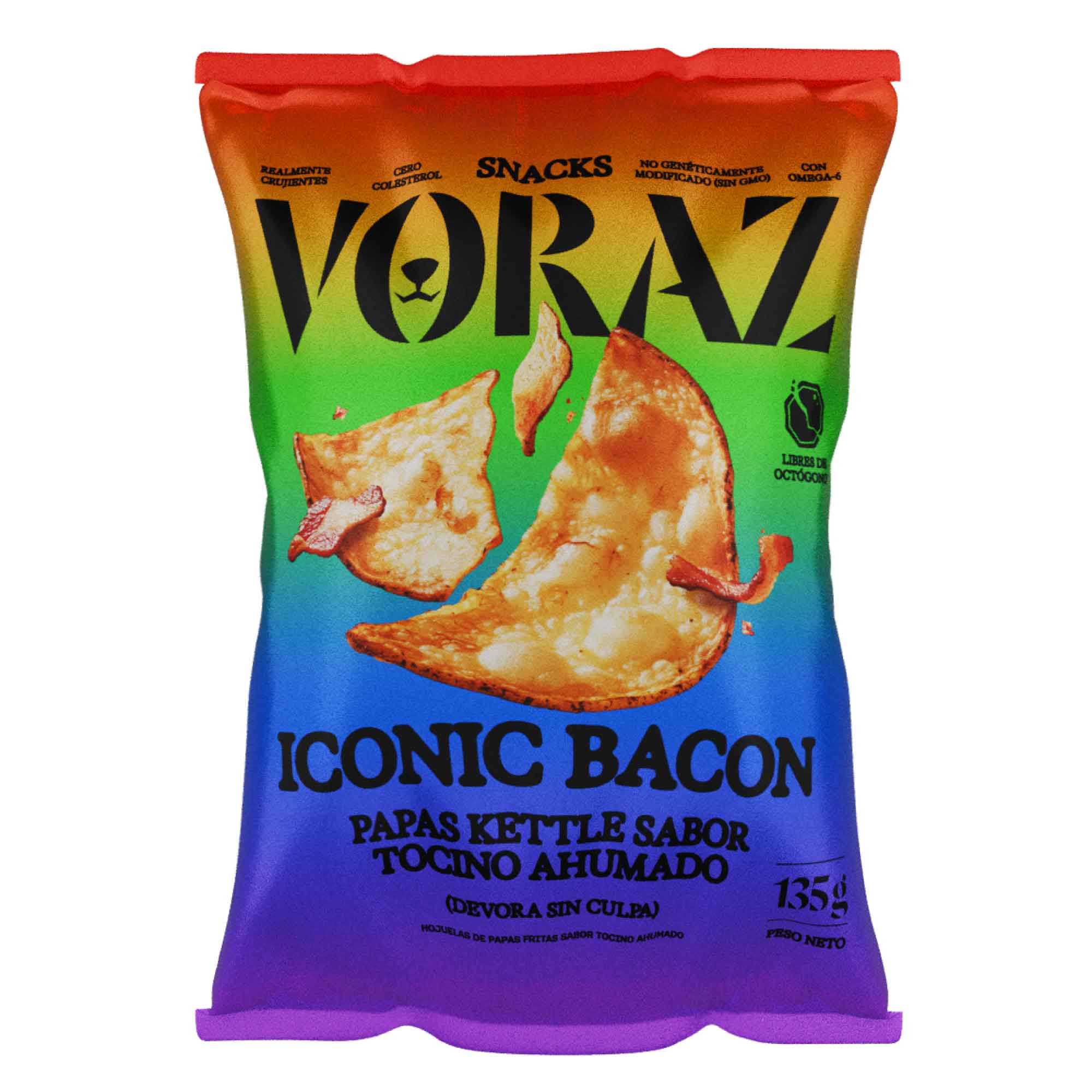 Papa VORAZ Tocino Ahumado Bolsa 135g