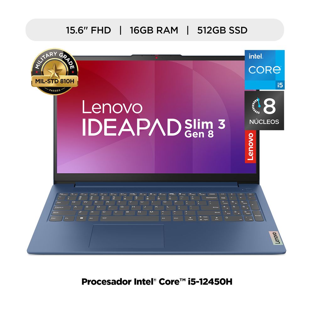 Laptop Lenovo Ideapad Slim 3i Intel Core i5-12450H 16GB RAM 512GB SSD 15.6"" FHD
