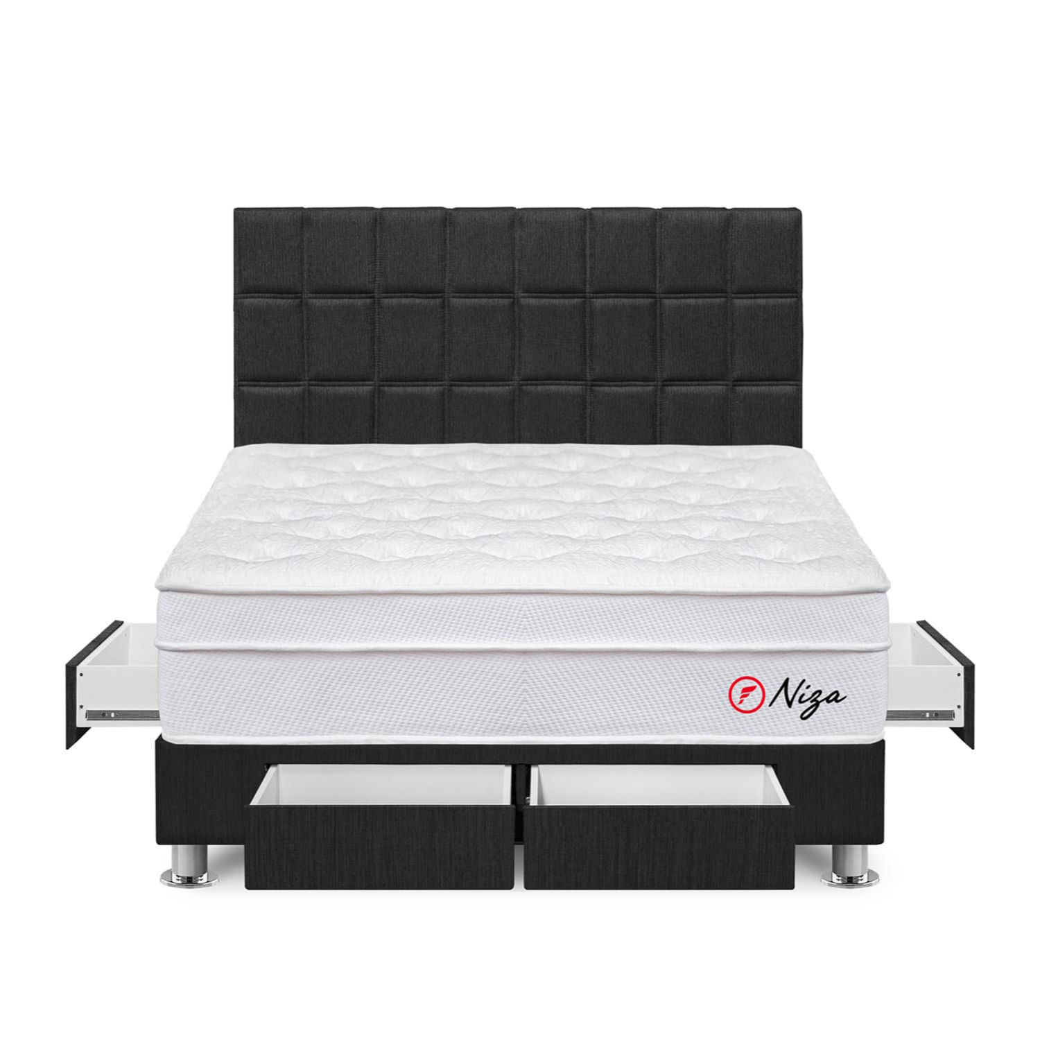 Dormitorio 4 Cajones Niza Queen Gris