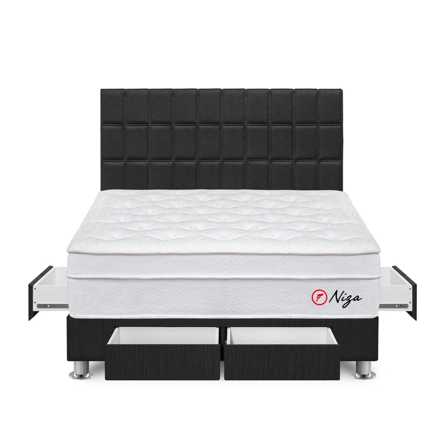 Dormitorio 4 Cajones Niza King Gris