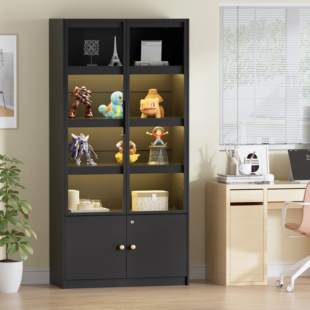 Vitrina Moderna Suzukaze Negro R&R MUEBLES