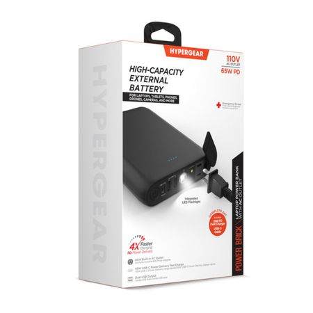 Power Bank Hypergear 24000mAh AC USB Power Delivery de 65W Negro