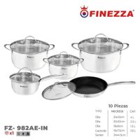 Set de ollas de Acero Inoxidable FINEZZA de 10 pzs FZ-982AE-IN