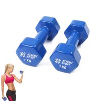 Mancuernas Xtreme Pesas De 1kg Fitness De Vinil X2 Azul