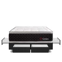 Cama Box Tarima 4 Cajones FORLI Beauty Dream Golden Pocket 2 Plazas + 2 Almohadas + Protector