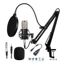 Kit Micrófono Condensador Para Estudio Pc Lapto Podcast BM800 Plomo
